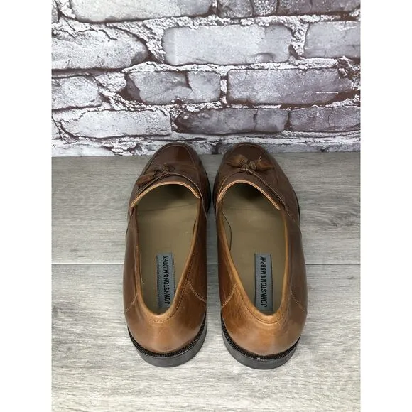 Johnston &amp; Murphy Brown Leather Tassel Loafers Dress Shoes Men’s Sz 11M US/44EU