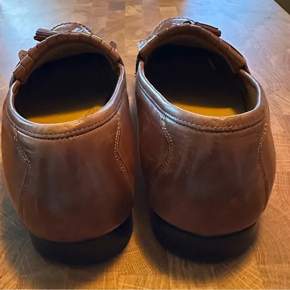 Johnston &amp; Murphy Loafers Brown Leather Tassel Kiltie Almond Shoes Sz 11.5M