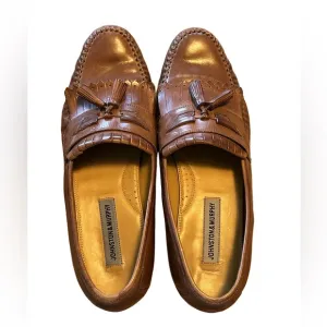 Johnston &amp; Murphy Loafers Brown Leather Tassel Kiltie Almond Shoes Sz 11.5M