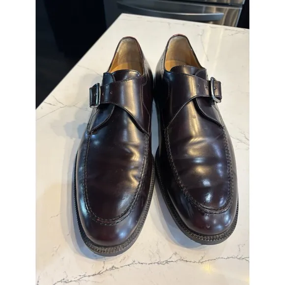 Johnston &amp; Murphy Mens Brown Monk Strap Leather Dress Shoes 15-0084 Size 10.5M