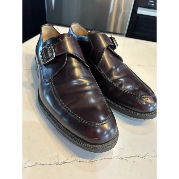 Johnston &amp; Murphy Mens Brown Monk Strap Leather Dress Shoes 15-0084 Size 10.5M