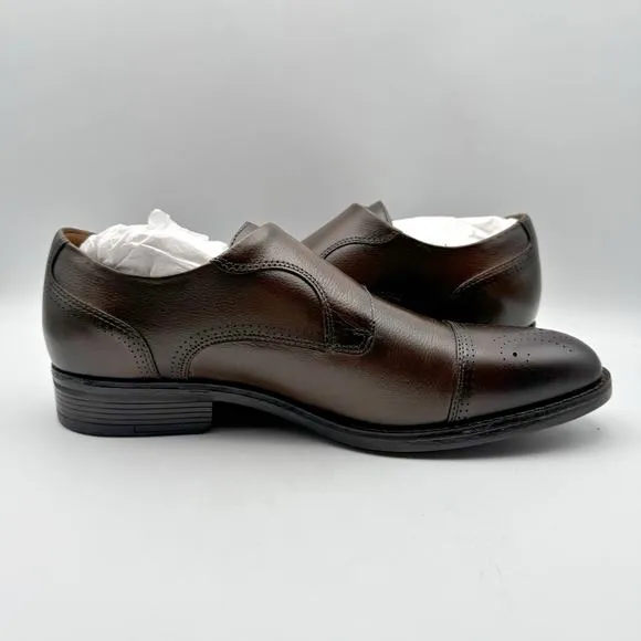 Johnston &amp; Murphy Mens Hawthorn Dress Shoe US 10 Brown Leather Monk Strap NIB