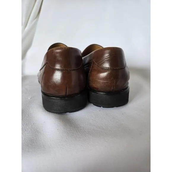 Johnston &amp; Murphy Mens Tasseled Brown Loafers 8 M Leather Vibram Soles 15-7700