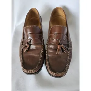 Johnston &amp; Murphy Mens Tasseled Brown Loafers 8 M Leather Vibram Soles 15-7700