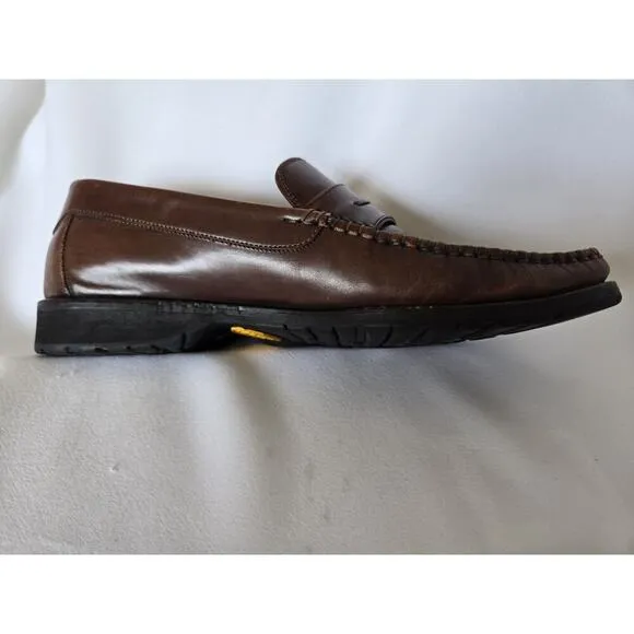 Johnston &amp; Murphy Mens Tasseled Brown Loafers 8 M Leather Vibram Soles 15-7700