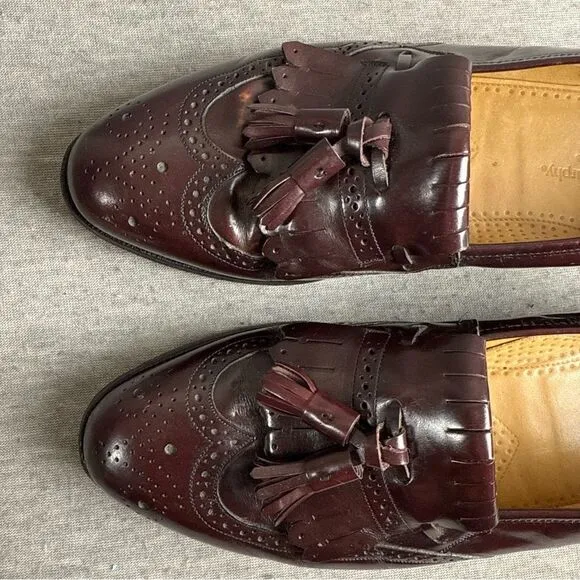 Johnston &amp; Murphy Optima Dress Shoes Loafers Kiltie Tassel Burgundy Size 9.5