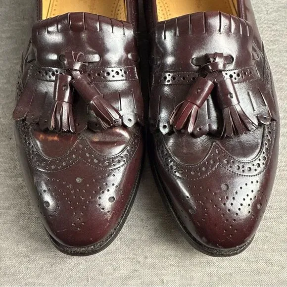 Johnston &amp; Murphy Optima Dress Shoes Loafers Kiltie Tassel Burgundy Size 9.5