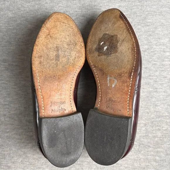 Johnston &amp; Murphy Optima Dress Shoes Loafers Kiltie Tassel Burgundy Size 9.5