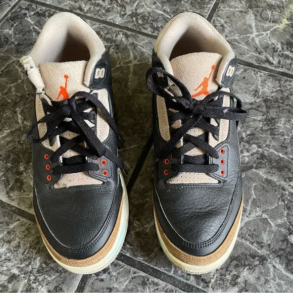 Jordan Black and Cream Retro Athletic Shoes
