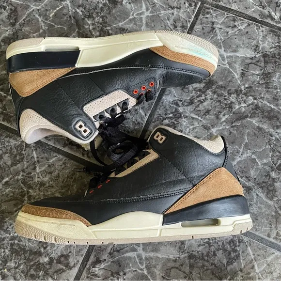 Jordan Black and Cream Retro Athletic Shoes