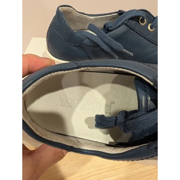 Josef Seibel Sina 11 Blue Leather Comfort Sneakers Shoes Womens Size 6-6.5 New