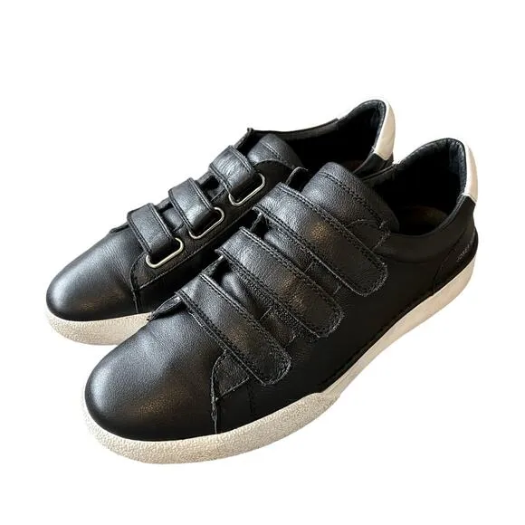 Josef Seibel Womans 8.5 Claire Leather Sneakers Hook &amp; Loop COMFORT Shoes Black