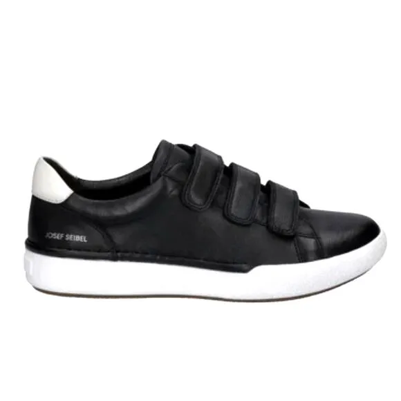 Josef Seibel Womans 8.5 Claire Leather Sneakers Hook &amp; Loop COMFORT Shoes Black