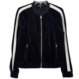 Juicy Couture Vintage Track Jacket Velvet Velour Black Off White Ivory Siz Small