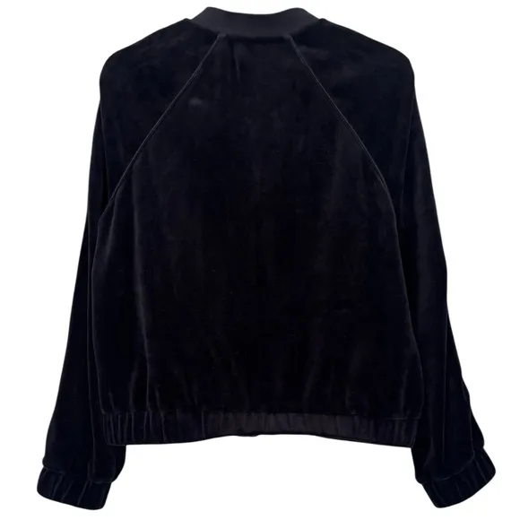 Juicy Couture Vintage Track Jacket Velvet Velour Black Off White Ivory Siz Small