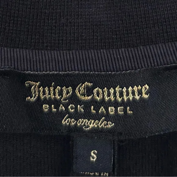 Juicy Couture Vintage Track Jacket Velvet Velour Black Off White Ivory Siz Small