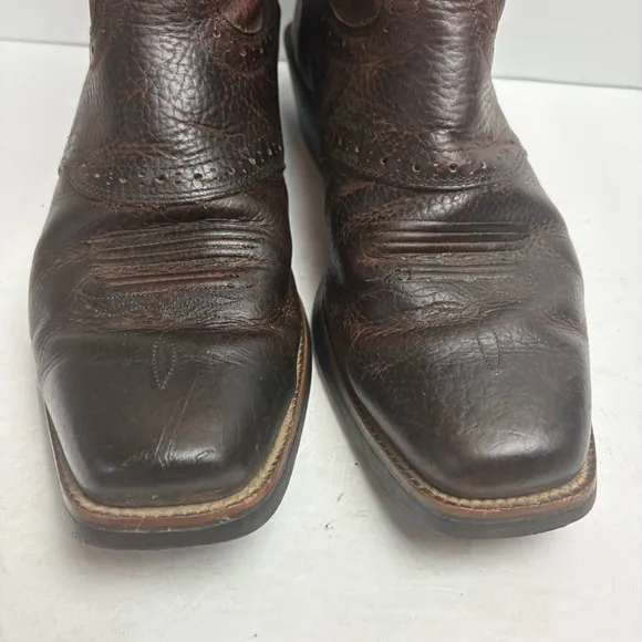 Justin Brown Leather Cowboy Western Boots Square Toe Stampede Mens size 10D 2523