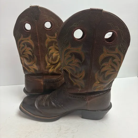 Justin Brown Leather Cowboy Western Boots Square Toe Stampede Mens size 10D 2523