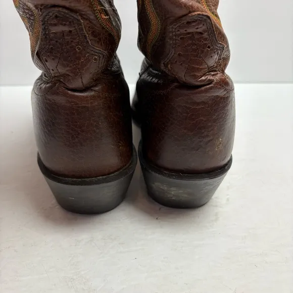 Justin Brown Leather Cowboy Western Boots Square Toe Stampede Mens size 10D 2523