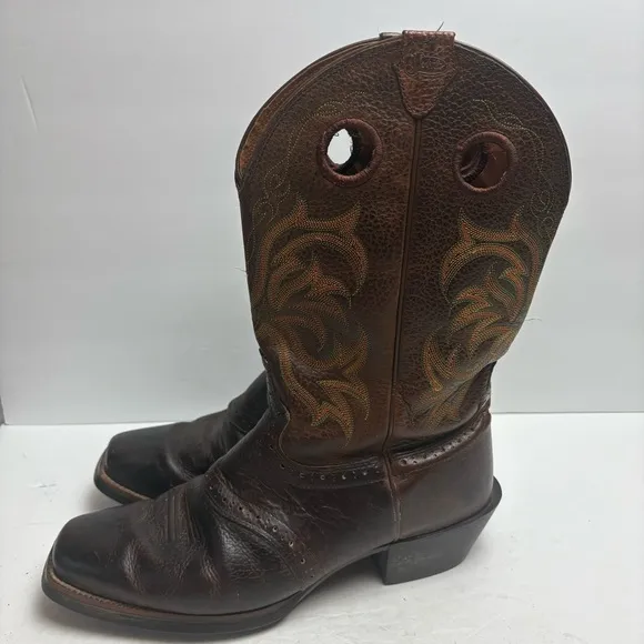 Justin Brown Leather Cowboy Western Boots Square Toe Stampede Mens size 10D 2523