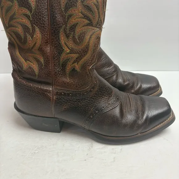 Justin Brown Leather Cowboy Western Boots Square Toe Stampede Mens size 10D 2523