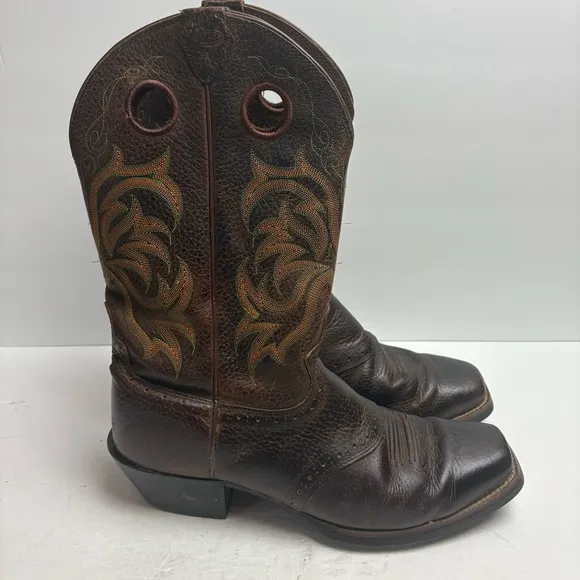 Justin Brown Leather Cowboy Western Boots Square Toe Stampede Mens size 10D 2523