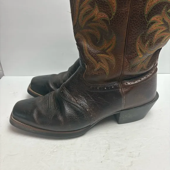 Justin Brown Leather Cowboy Western Boots Square Toe Stampede Mens size 10D 2523