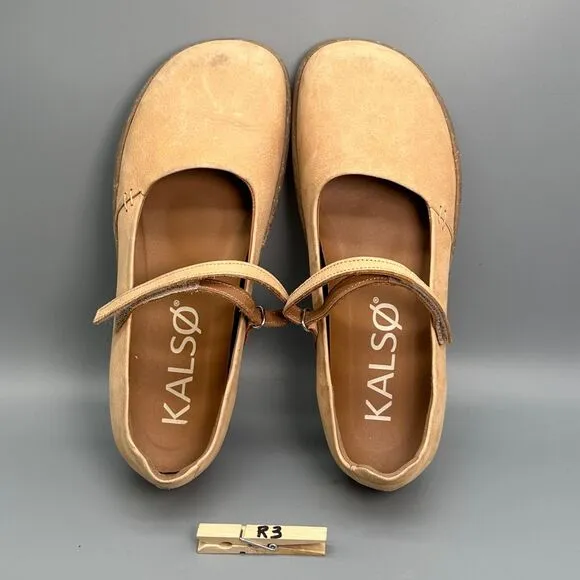 Kalso Earth Dash Loafers Cognac Brown Womens Size 9.5 Shoes Tan Mary Jane Strap