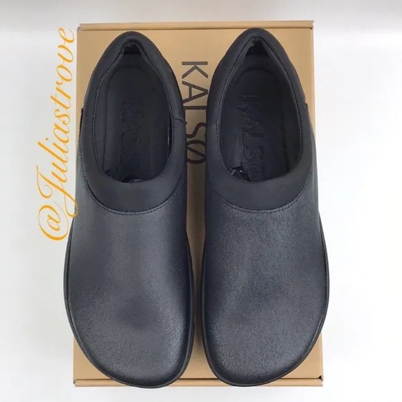 KALSO Mana Black Leather Slip On Earth Shoes NEW In Box