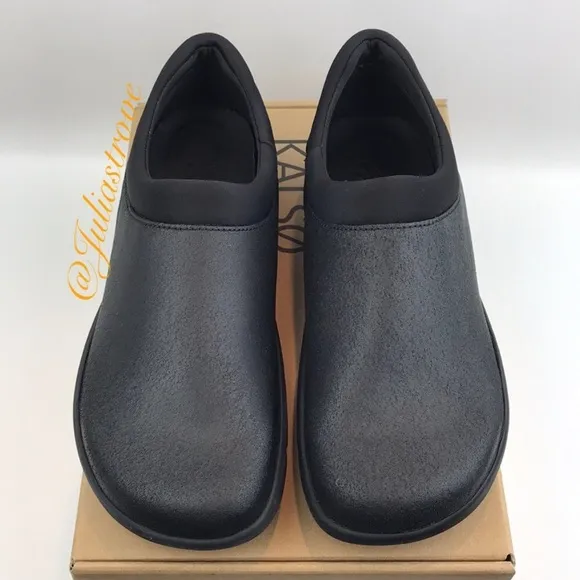 KALSO Mana Black Leather Slip On Earth Shoes NEW In Box