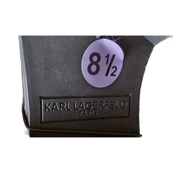Karl Lagerfeld Combat Black Boots Paris Embellished Strap Payson Pippa 8.5 NEW