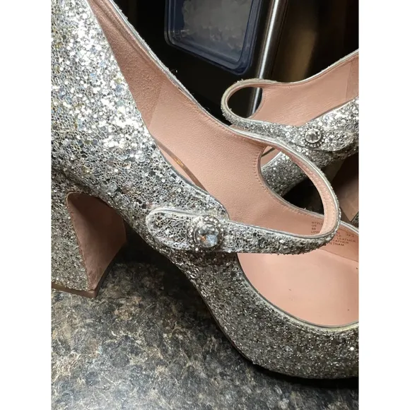Kate Spade New York Maren Silver Glitter Mary Jane Shoes