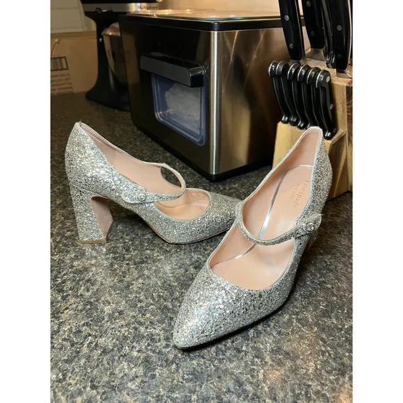 Kate Spade New York Maren Silver Glitter Mary Jane Shoes