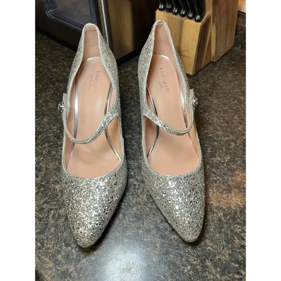 Kate Spade New York Maren Silver Glitter Mary Jane Shoes