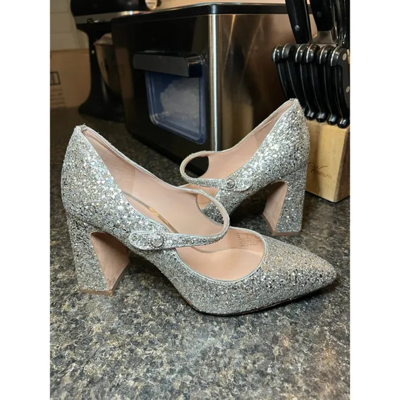 Kate Spade New York Maren Silver Glitter Mary Jane Shoes