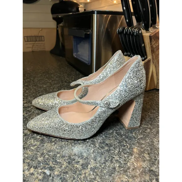 Kate Spade New York Maren Silver Glitter Mary Jane Shoes