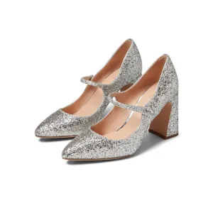 Kate Spade New York Maren Silver Glitter Mary Jane Shoes