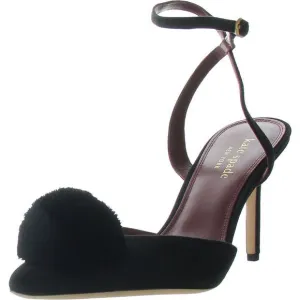 Kate Spade New York Womens Amour Pom Black Suede Ankle Strap Shoes New
