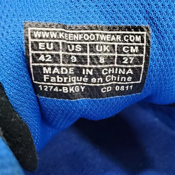 Keen Jasper Hiking shoes men's size 9 black and blue suede lace front baseball