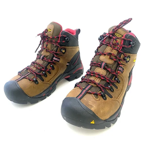 Keen Men's Brown/Ketchup Pittsburgh Steel Toe Work Boot