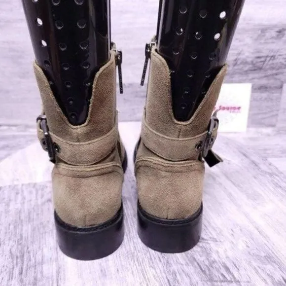 Kendall &amp; Kylie Nori Suede Buckle Strap Moto Ankle Boot Tan Women's sz 6.5 NEW