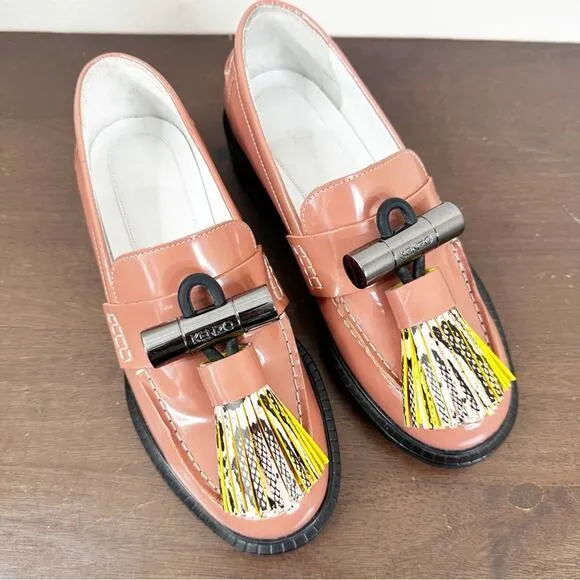 Kenzo Georgia Patent Leather Tassel Loafers in Rose Womens 36- US 5 Shoes