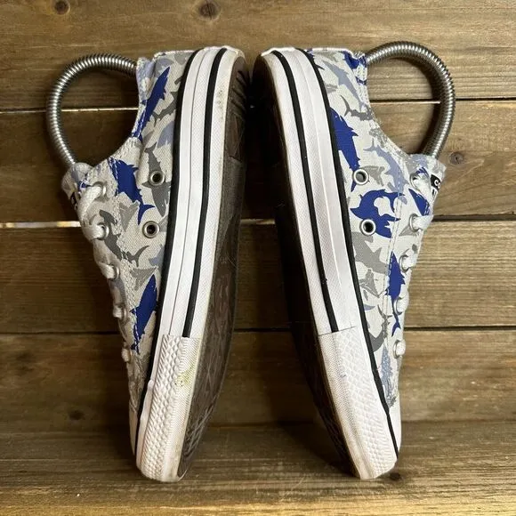 Kids Converse CTAS Blue Sharks Casual Low Skateboarding‎ Sneakers Shoes Size 2 Y