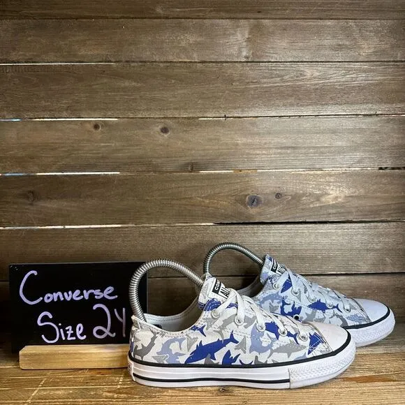 Kids Converse CTAS Blue Sharks Casual Low Skateboarding‎ Sneakers Shoes Size 2 Y