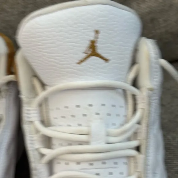 Kids White and Gold Jordan Shoes