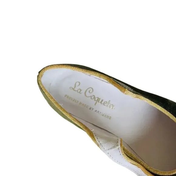 La Coqueta Velvet Mary Jane Shoes Olive Size EU 30 (US 12.5)
