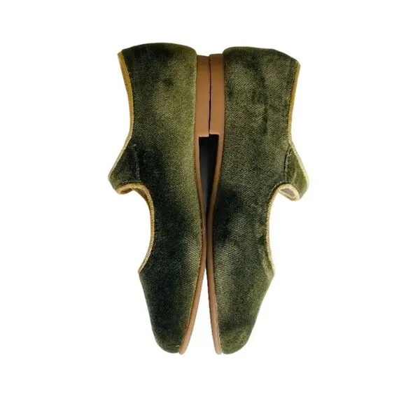 La Coqueta Velvet Mary Jane Shoes Olive Size EU 30 (US 12.5)