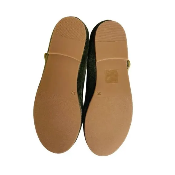 La Coqueta Velvet Mary Jane Shoes Olive Size EU 30 (US 12.5)