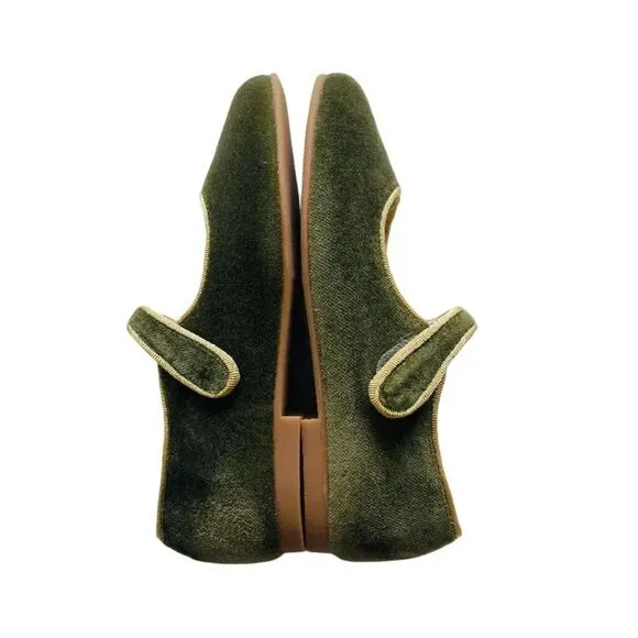 La Coqueta Velvet Mary Jane Shoes Olive Size EU 31 (US 13)