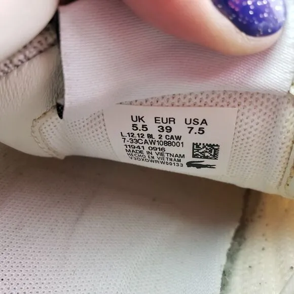 Lacoste Classic Womens Size 7.5 White Casual Low Sneaker Shoes